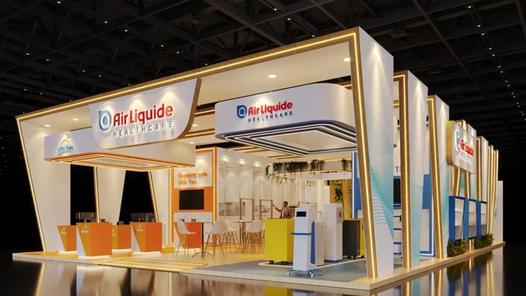 Stand da AirLiquide Healthcare em uma feira hospitalar