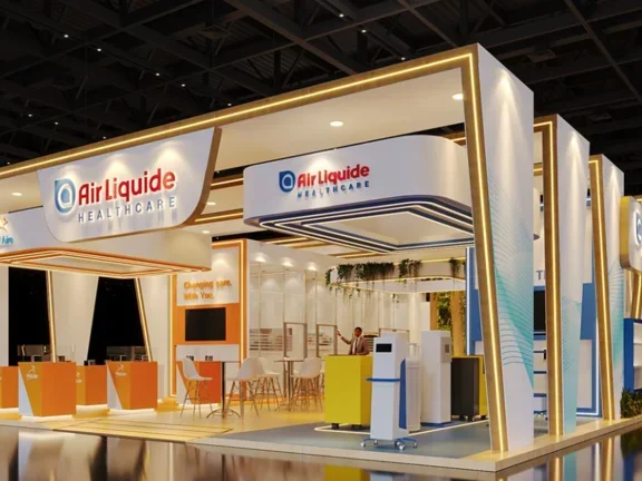 Stand da AirLiquide Healthcare em uma feira hospitalar